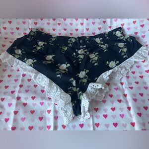 Anthropologie Black Floral Eyelet Micro PJ Pajama Sleep Shorts Sz XXS